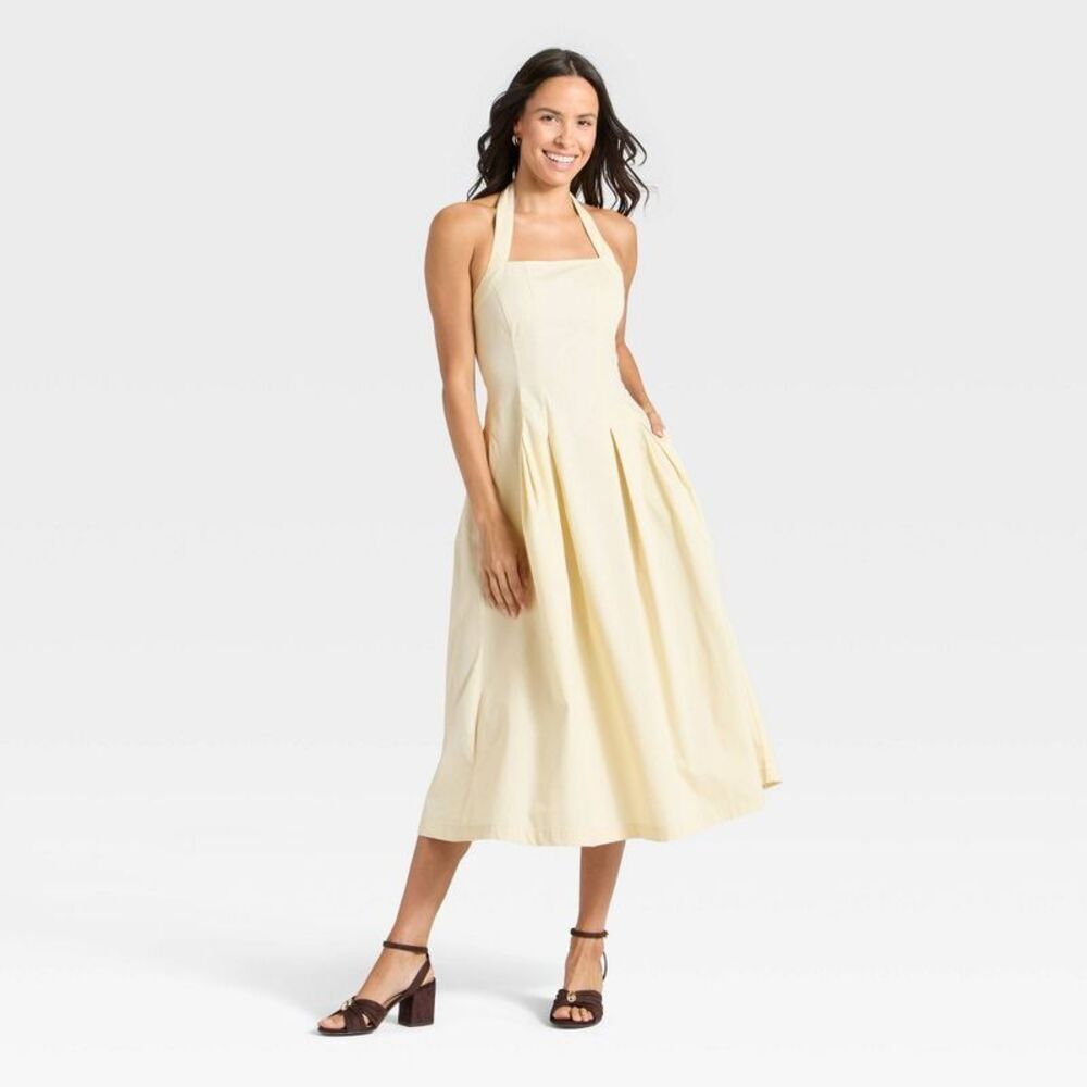 A New Day - Women's Midi Halter Dress - A New Day Cream XL Cream
